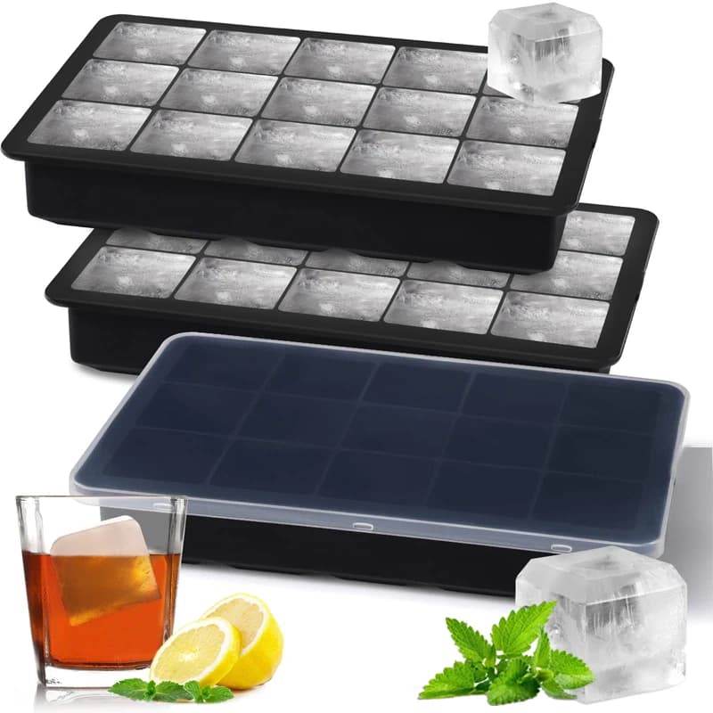 15 Grid Silicone Ice Cube Molds with Lid Big Ice Tray Mold Reusable Ice Cube 4/6/8/15 Grids Ice Mould For Whiskey Cocktail