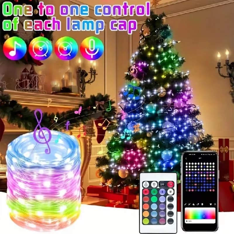 WS2812 LED String Light USB 5V Smart IC Party Natale Lucine Ghirlanda Decorazioni Bluetooth 5-20m Dreamcolor indirizzabile