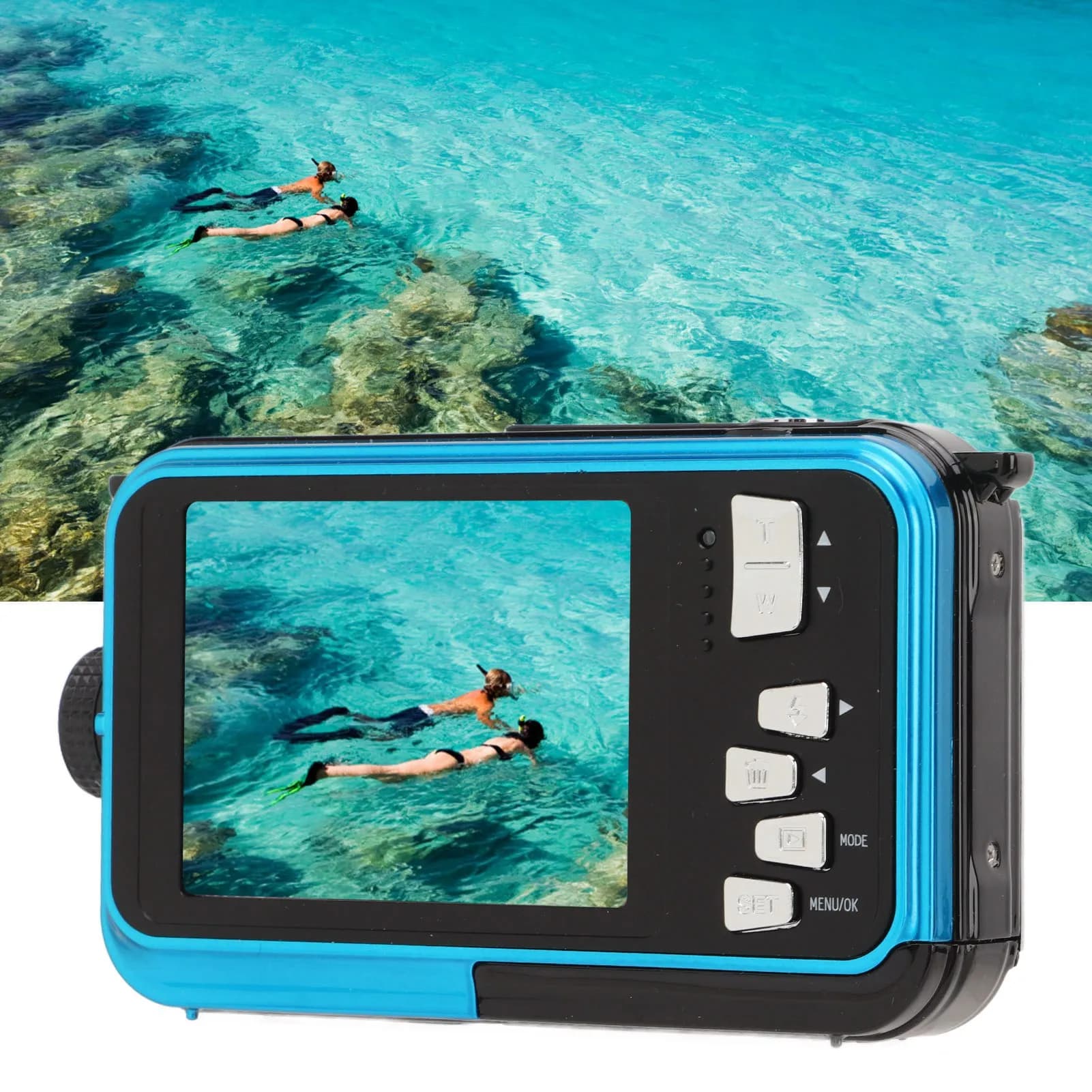 Waterproof Digital Camera 1080P 30MP 16X 10FT Underwater Camera for Snorkeling Camping Underwater Waterproof Camera