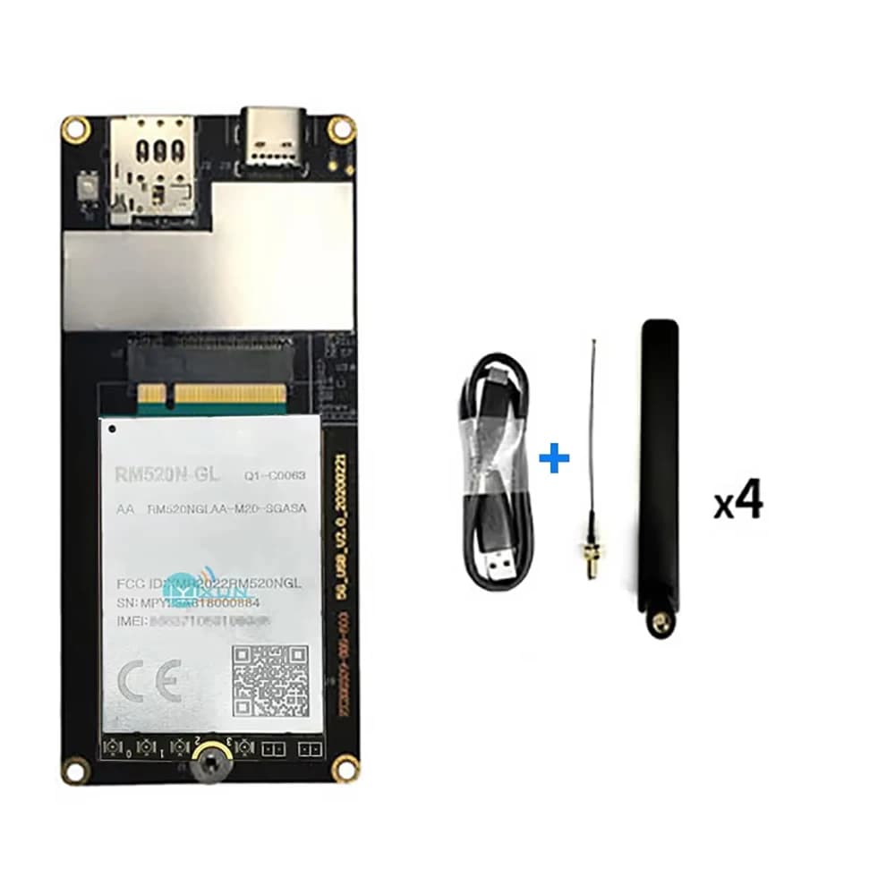 Dongle USB 5G con Modulo M.2 Sub-6GHz RM520N-GL, Adattatore da Type-C 3.0 a USB 3.0, Antenna SMA Femmina a Cavo Pigtail MHF4