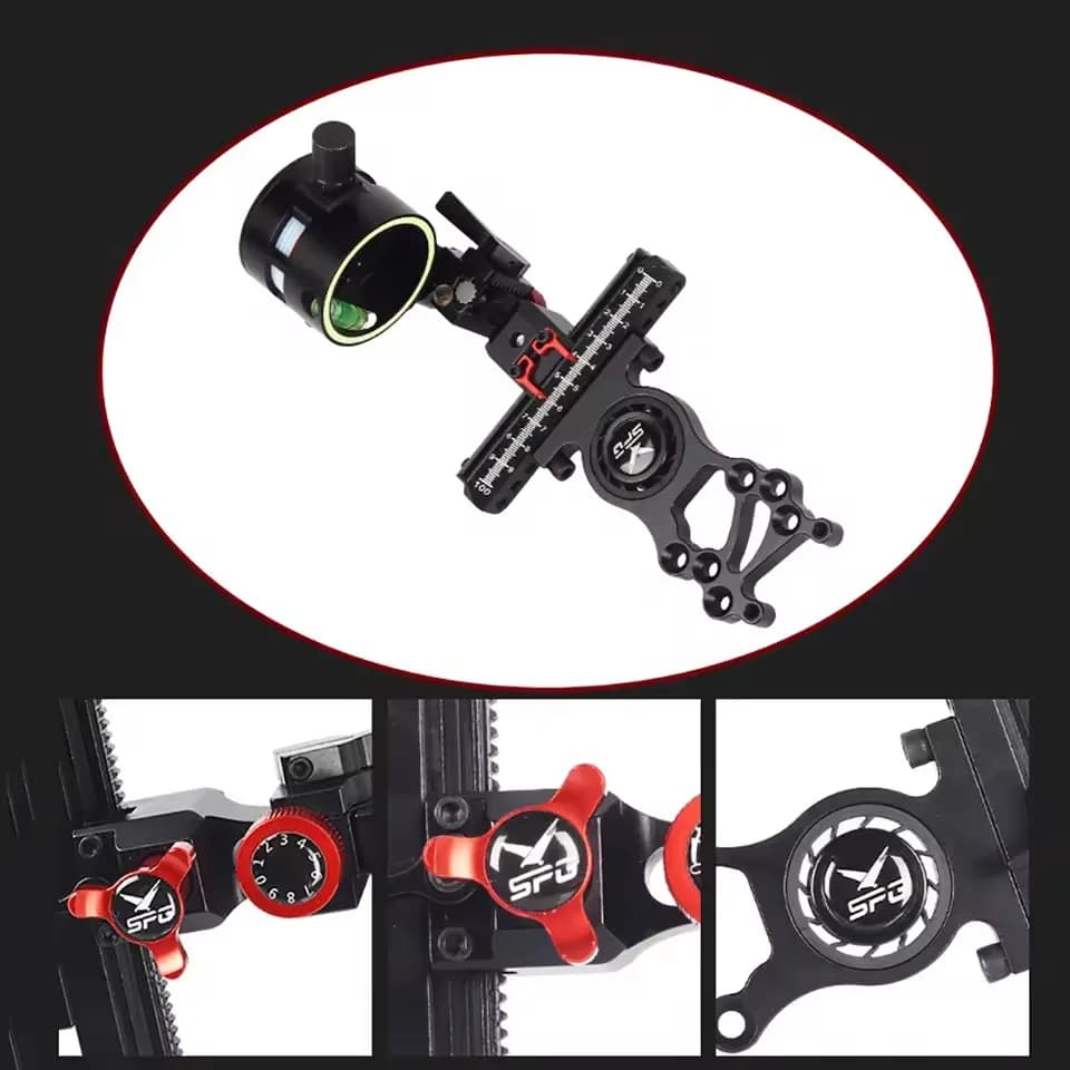 SPG Lega di alluminio Ad alta precisione regolabile Singolo pin Arco composto Mirino Obiettivo Tiro con l'arco Tiro con l'arco Accessori da caccia