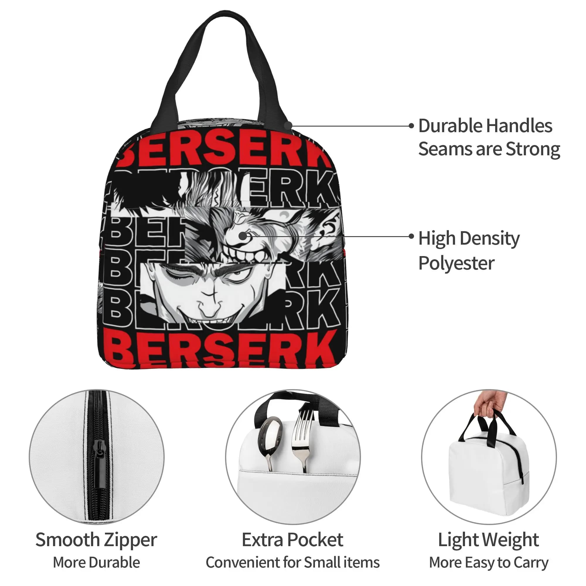 B-Berserks Thermal Insulated Lunch Bag Brand Imprinted Warrior Comic Portable Lunch Container Work School Storage Food Box