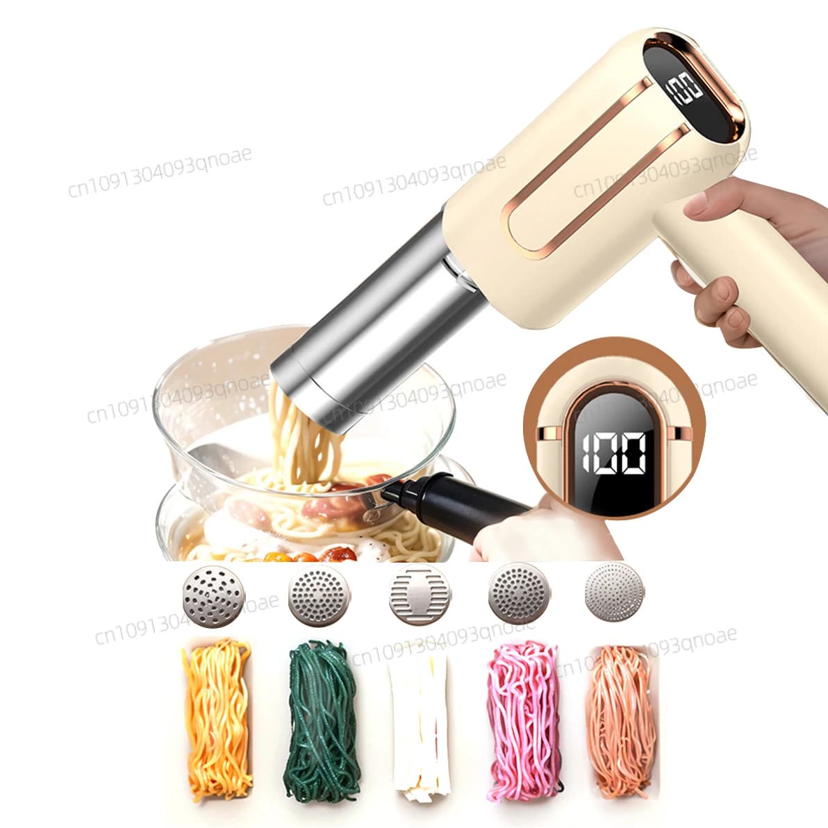 5 stampi Macchine per fare pasta Ramen wireless Macchine elettriche portatili per noodle Palmare USB automatico 4000mAh per la cucina domestica