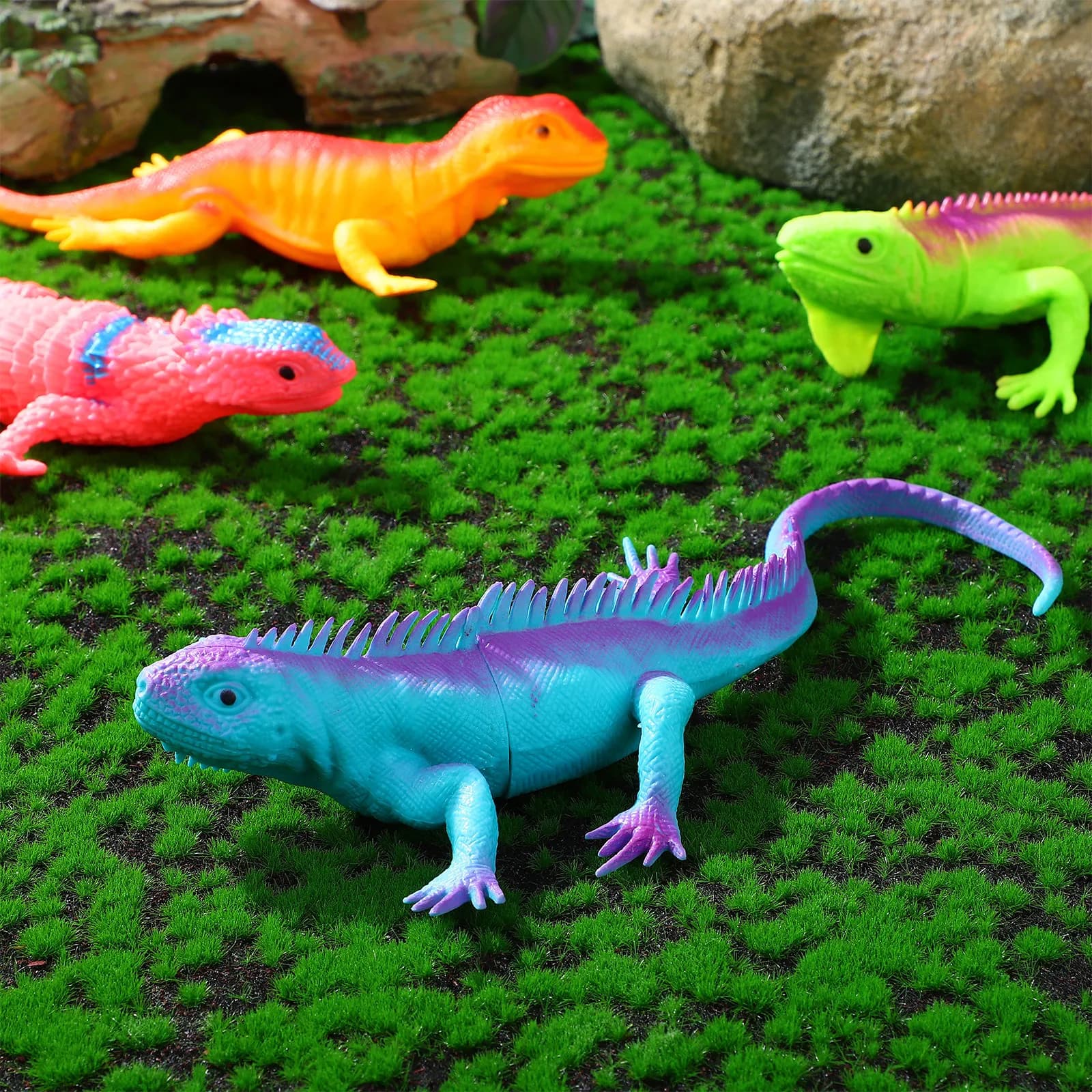 Set di 4 lucertole realistiche, animali educativi per bambini, regali per il tempo libero, decorazioni per paesaggi, ornamenti, oggetti decorativi, set di artigianato