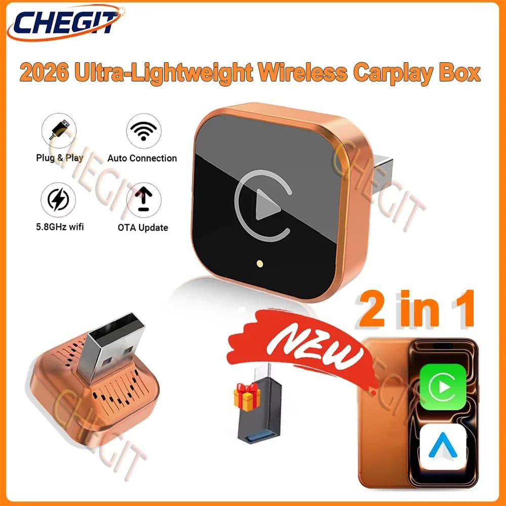 Dongle Wireless CarPlay 2-in-1 2026, Adattatore Wireless Android Auto, Box AI Smart con WiFi 5GHz, USB Type-C, Plug and Play, Accessori Auto