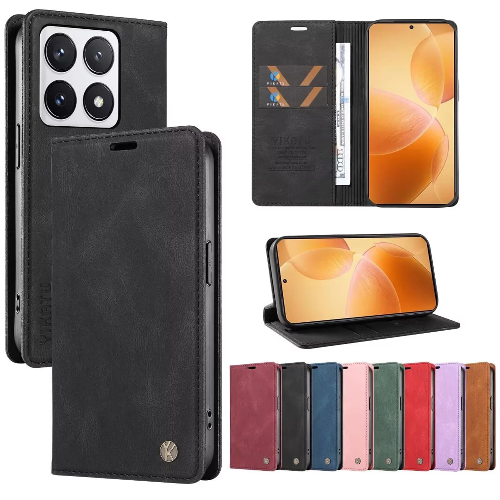 Portafoglio Slot per scheda magnetica Blocco RFID Custodia in pelle Flip per Xiaomi 15 Pro 14T 5G 14 13 Ultra 13T 12 Lite 12T 11T 11i 10T M4 F4