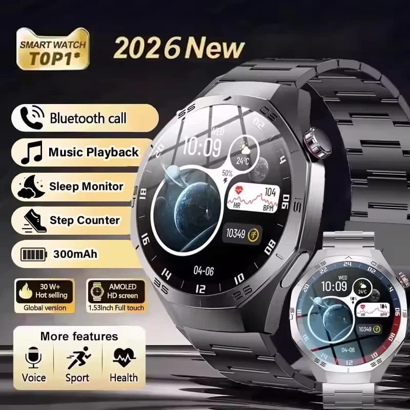 Smart Watch 2026 New Bluetooth Call Fitness Tracking Music Playback Health Monitoring Smartwatch For Men Women Ht22