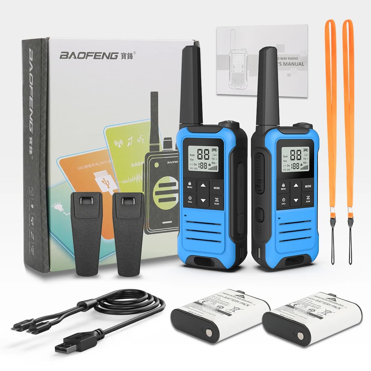 2 pz Baofeng Mini PMR446 FRS Walkie Talkie F22 Display LCD portatile senza licenza VOX Type-C caricatore Radio bidirezionale per il campeggio