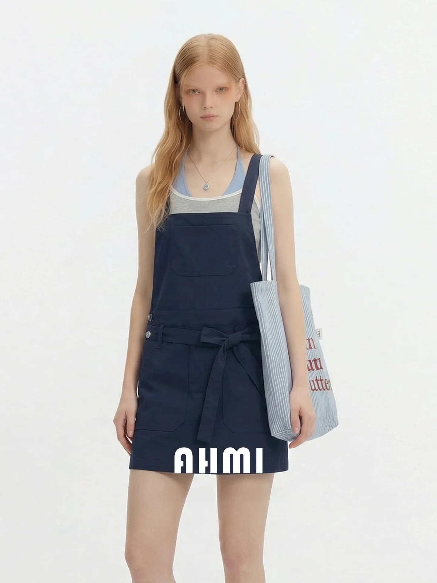 AHMI Retro High Quality Color Women's Shortie Dress Casual Loose Fit Summer New Style Workwear Overalls Skater Dress