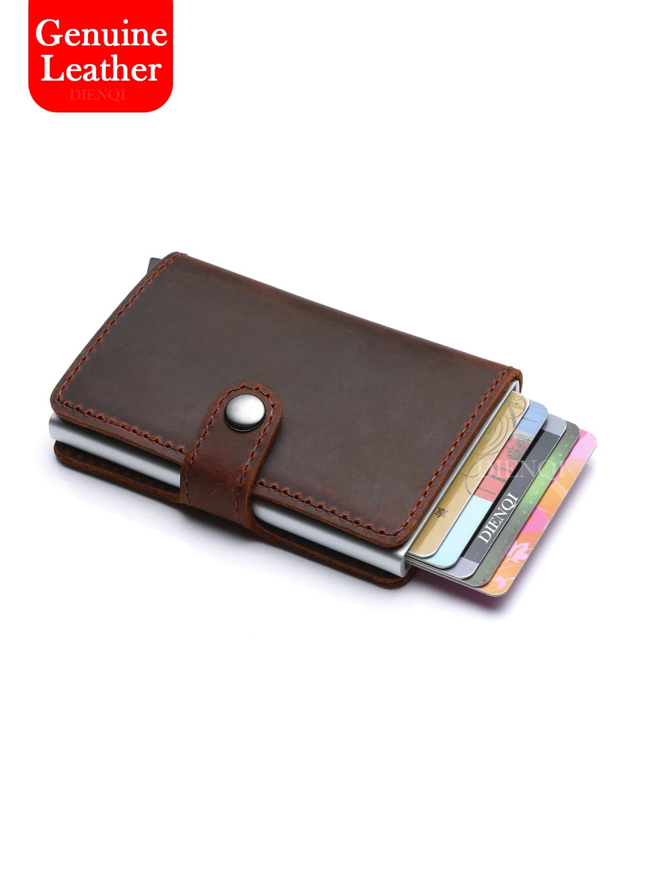 Portafoglio da uomo in vera pelle con porta carte a scomparsa, protezione RFID, in pelle Crazy Horse, porta carte di credito sottile, portafoglio Tridold da uomo