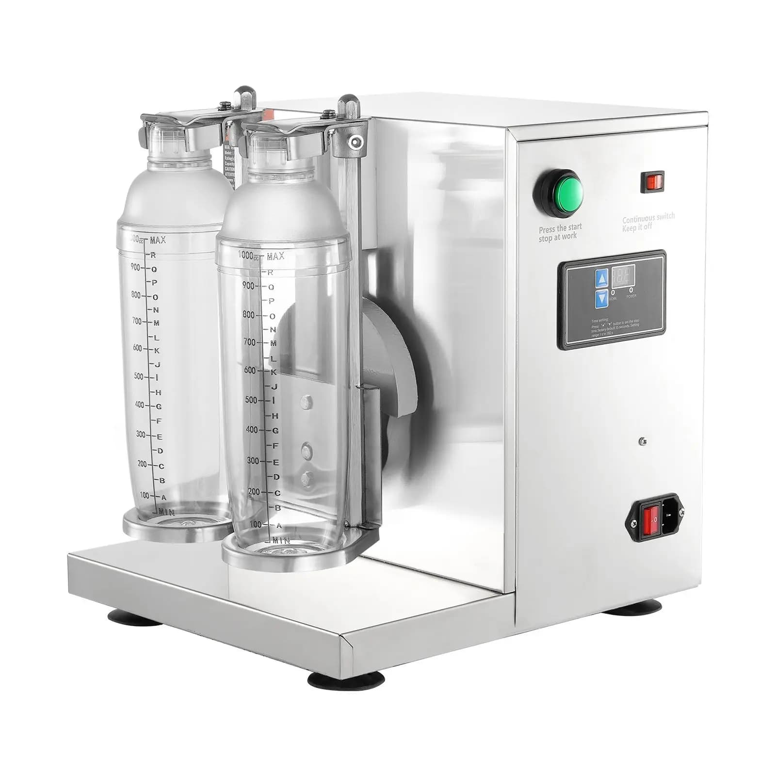 120W Commercial Blender Machine Double Head Milk Shake Mixer Commercial Milk Tea Shaker with 0-180s Adjustable Speed for Milks