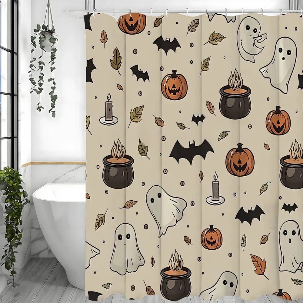 Halloween simpatico scheletro fantasma bagno tenda da doccia spaventoso zucca pipistrello vasca da bagno alchimia stregoneria decorazione poliestere impermeabile