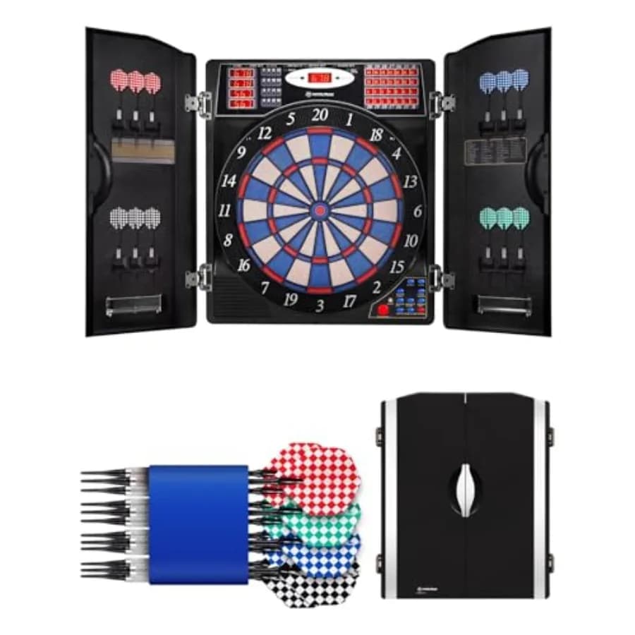 Set di Freccette Elettroniche, Tavolo da Freccette con Punte Morbide per Adulti, Tabellone Segnapunti LED per Montaggio a Parete, Casa, Bar, Sala Giochi