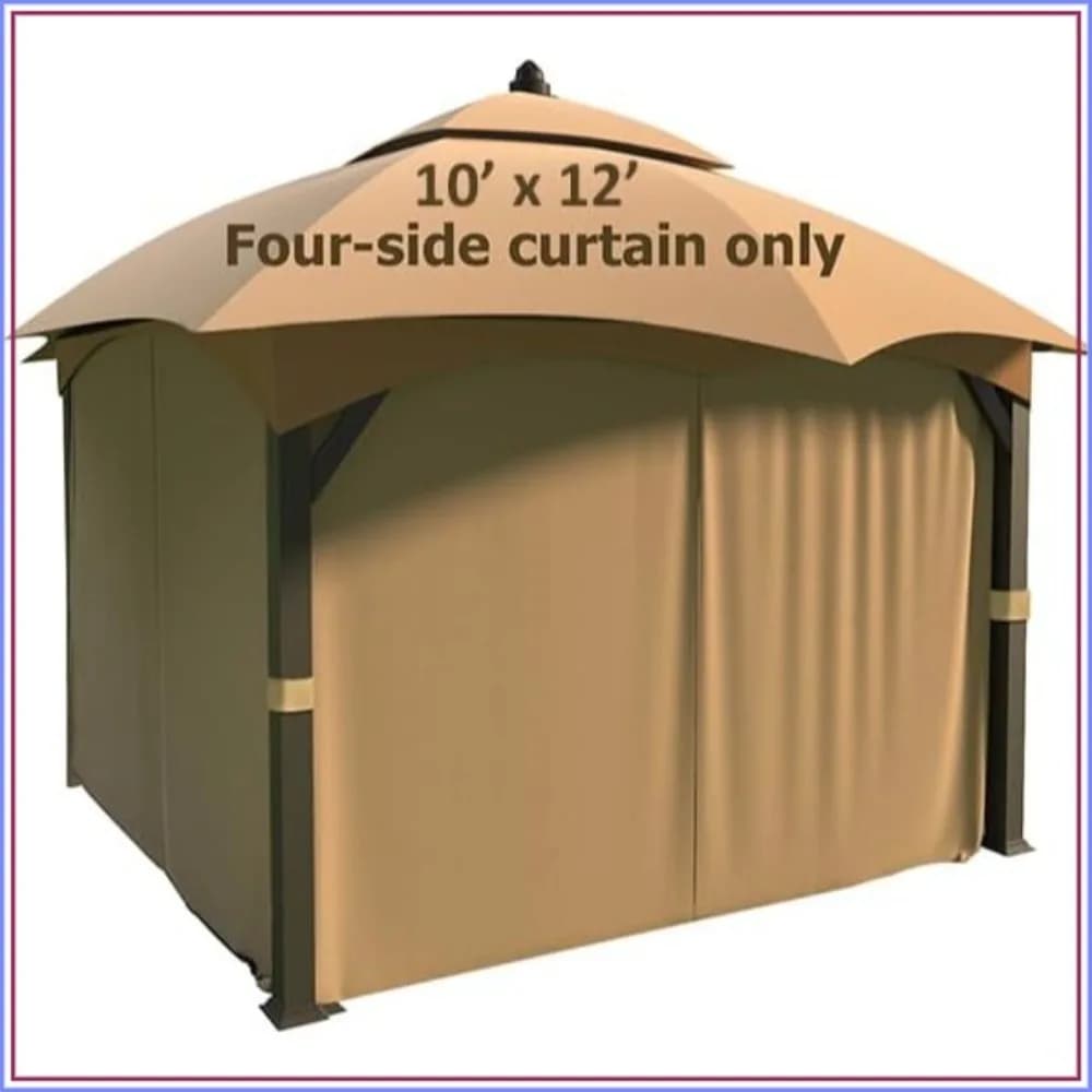 Upgraded 10x12 4-Side Wall Gazebo Privacy Curtains with Zipper, 4-Panels Replacement for 10x12 ft Gazebo