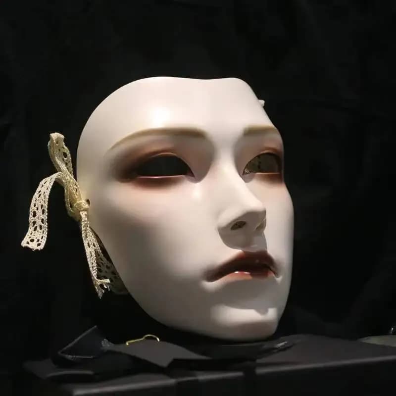 Maschera artistica antica per travestimento da uomo in stile Hanfu per Halloween, con maschera integrale, e regalo per amico/a per il pop club