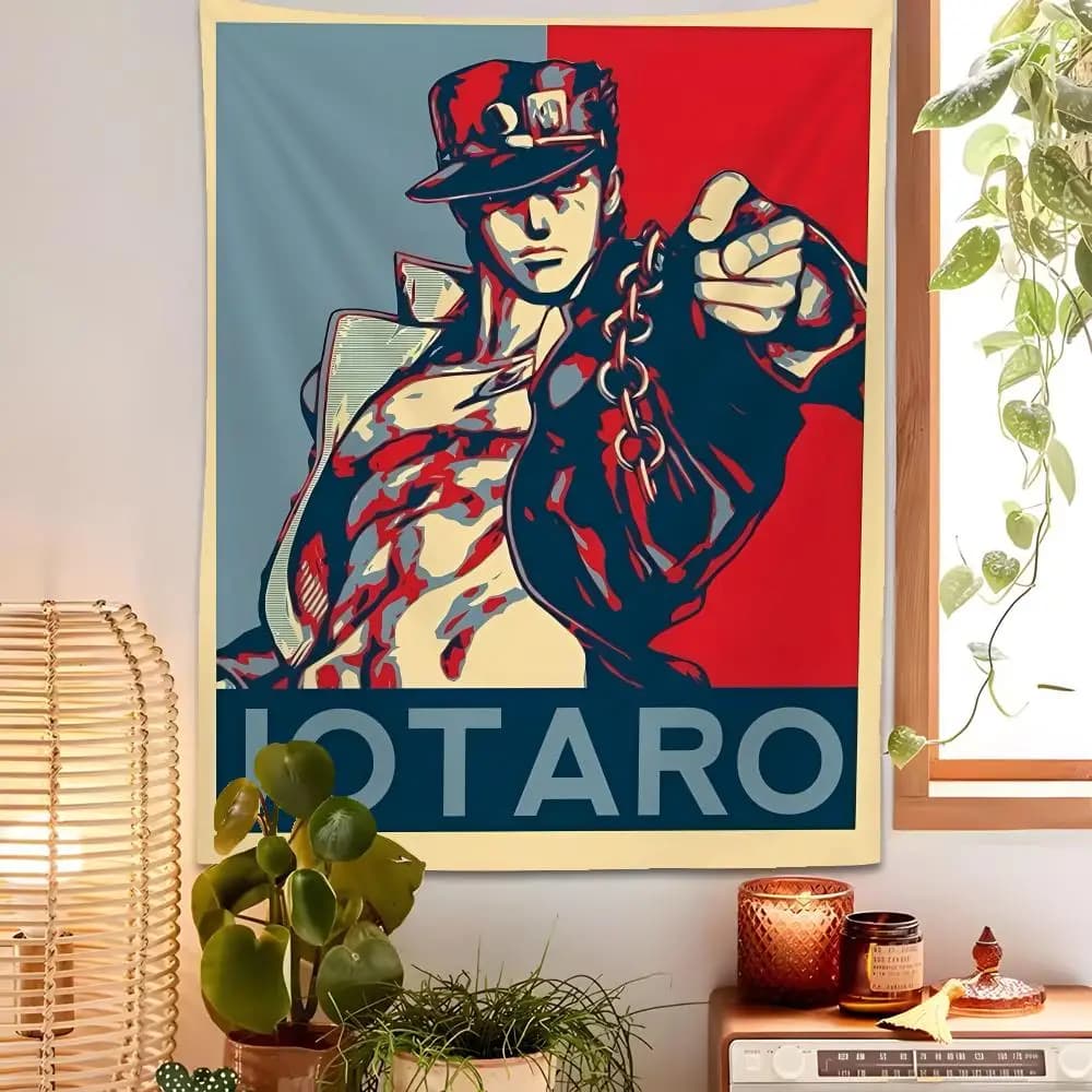 J-JoJo B-Bizarre Adventure Tapestry Custom Home Living Room Bedroom Wall Decor Wallpaper Backdrop Cloth With Clips