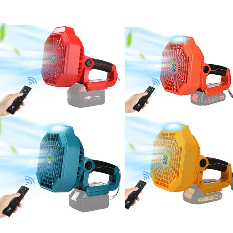 Ventilatore portatile a batteria 14.4-18V per Makita/Bosch/Dewalt/Milwaukee 18V batteria al litio ventilatore portatile da cantiere con luce a LED