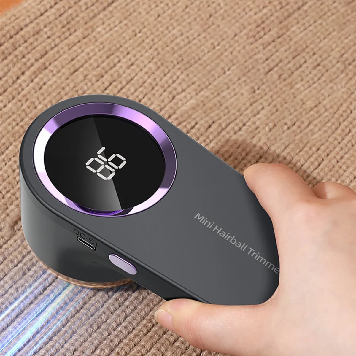 One-Touch Digital Lint Remover 6-Blade USB Charging Fabric Shaver 500mAh Cordless Sweater Shaver for Clothes