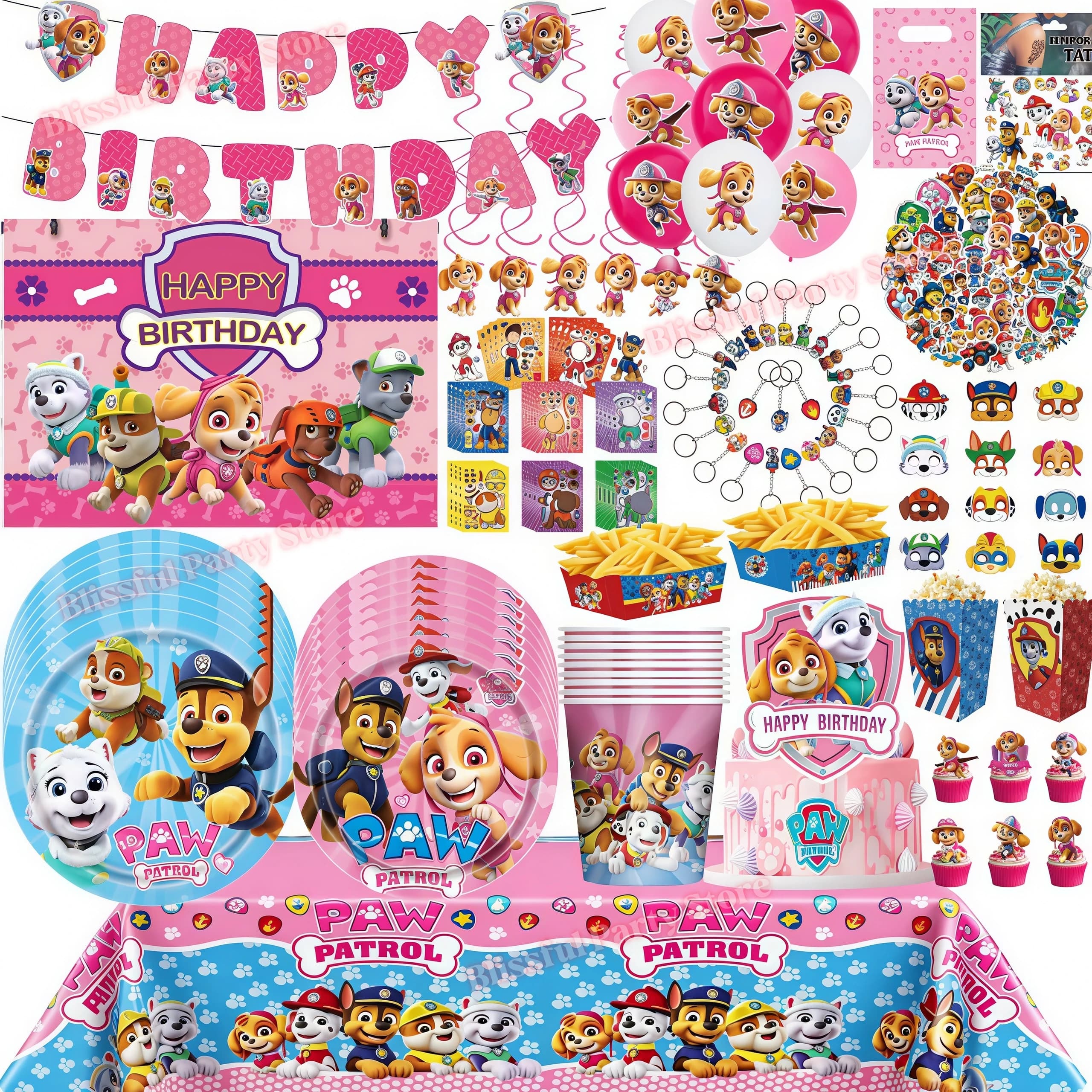 Decorazioni per Festa di Compleanno Paw Patrol, Piatti e Bicchieri Skye, Striscione, Palloncini, Regali per Bambini e Bambine, Accessori per Baby Shower