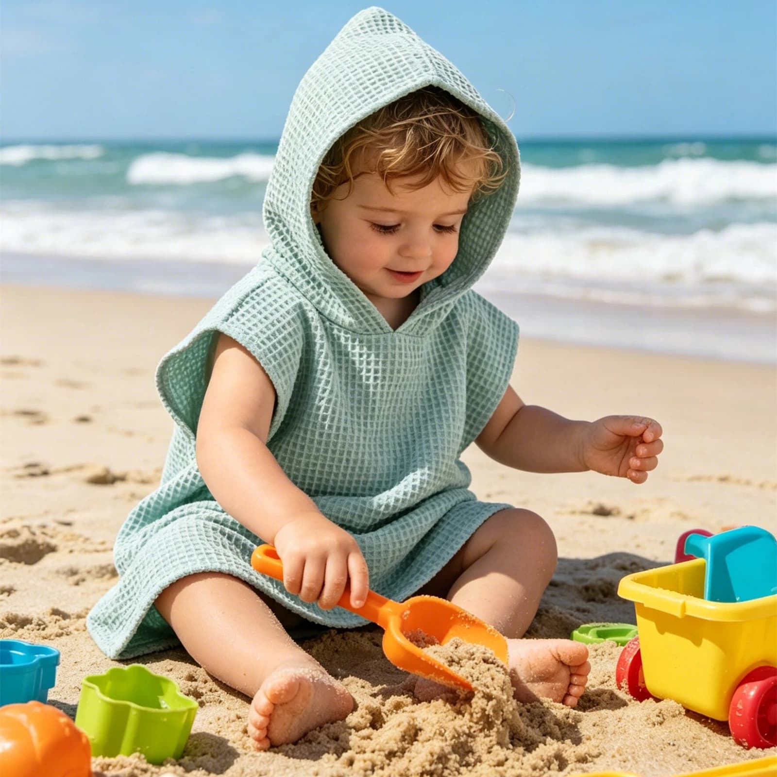 New Cotton Waffle Hooded Bath Towels Cloth Solid Baby Swimming Towel Cloak Beach Bathrobe Soft Wrap Blanket for Infants Newborn
