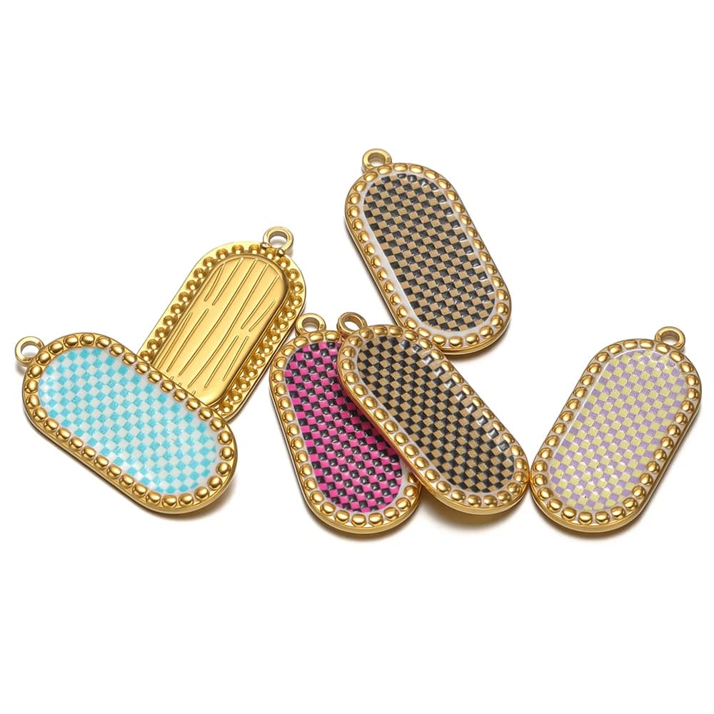 4 pendants with scottish gold oval pendants made of stainless steel for women's necklaces diy, jewelry results, bracelets, earrings, production supplies