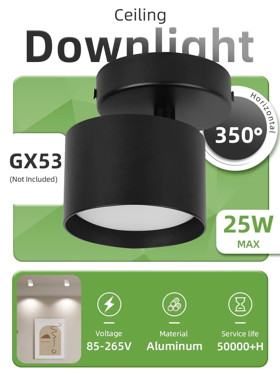 Cucina DownLight GX53 AC85V-265V Soggiorno Camera da letto Corridoio Spot Plafoniera LED Room Decor Faretto Led Lampada da parete per la casa