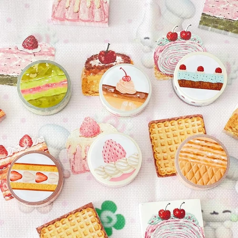 Multi-Pattern Fruit Cake Washi Tape Adhesive Crafts Making Kawaii Decorative Masking Tapes Cake Theme Fruit Pattern