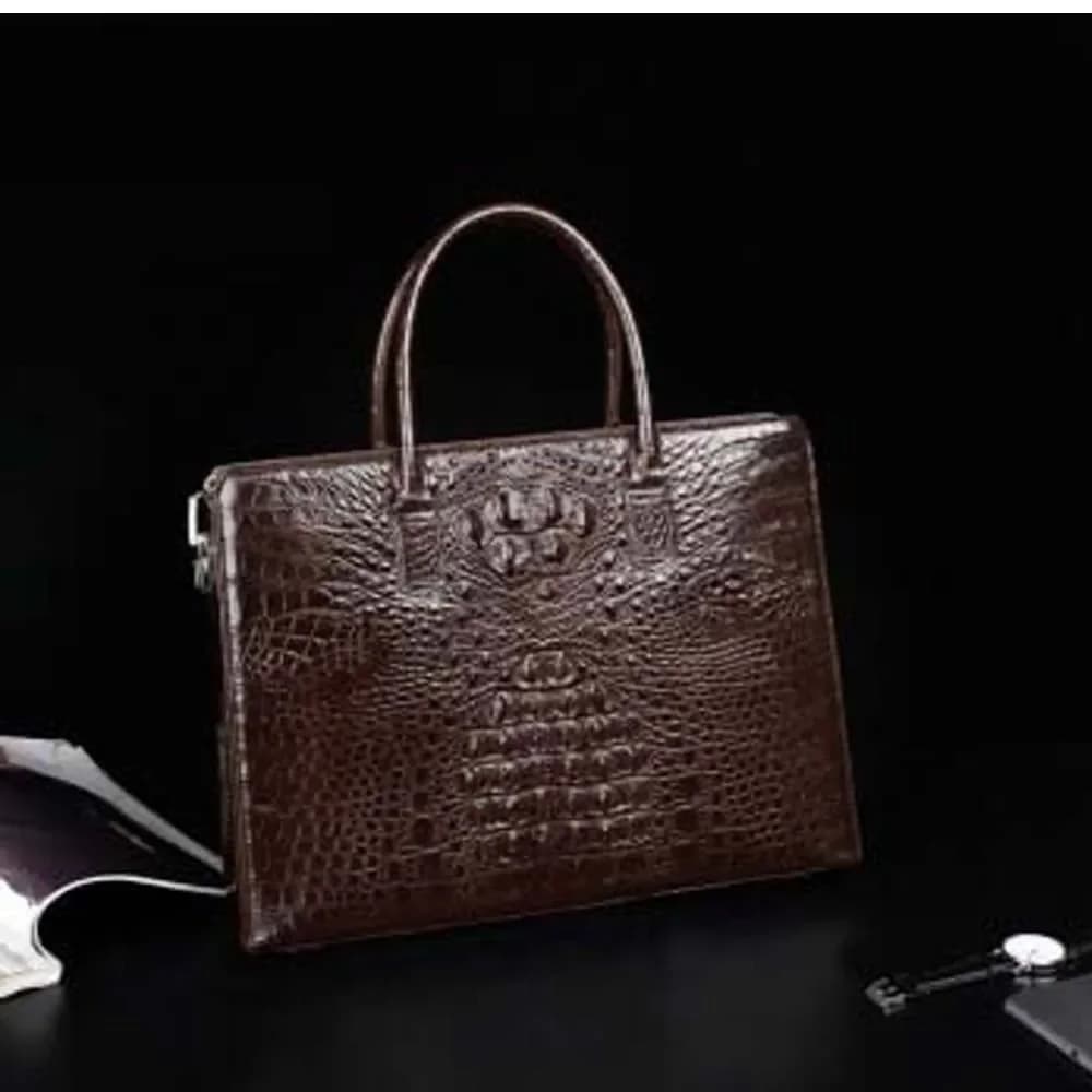 borsa da uomo in coccodrillo madun, valigetta da uomo d'affari con serratura a combinazione