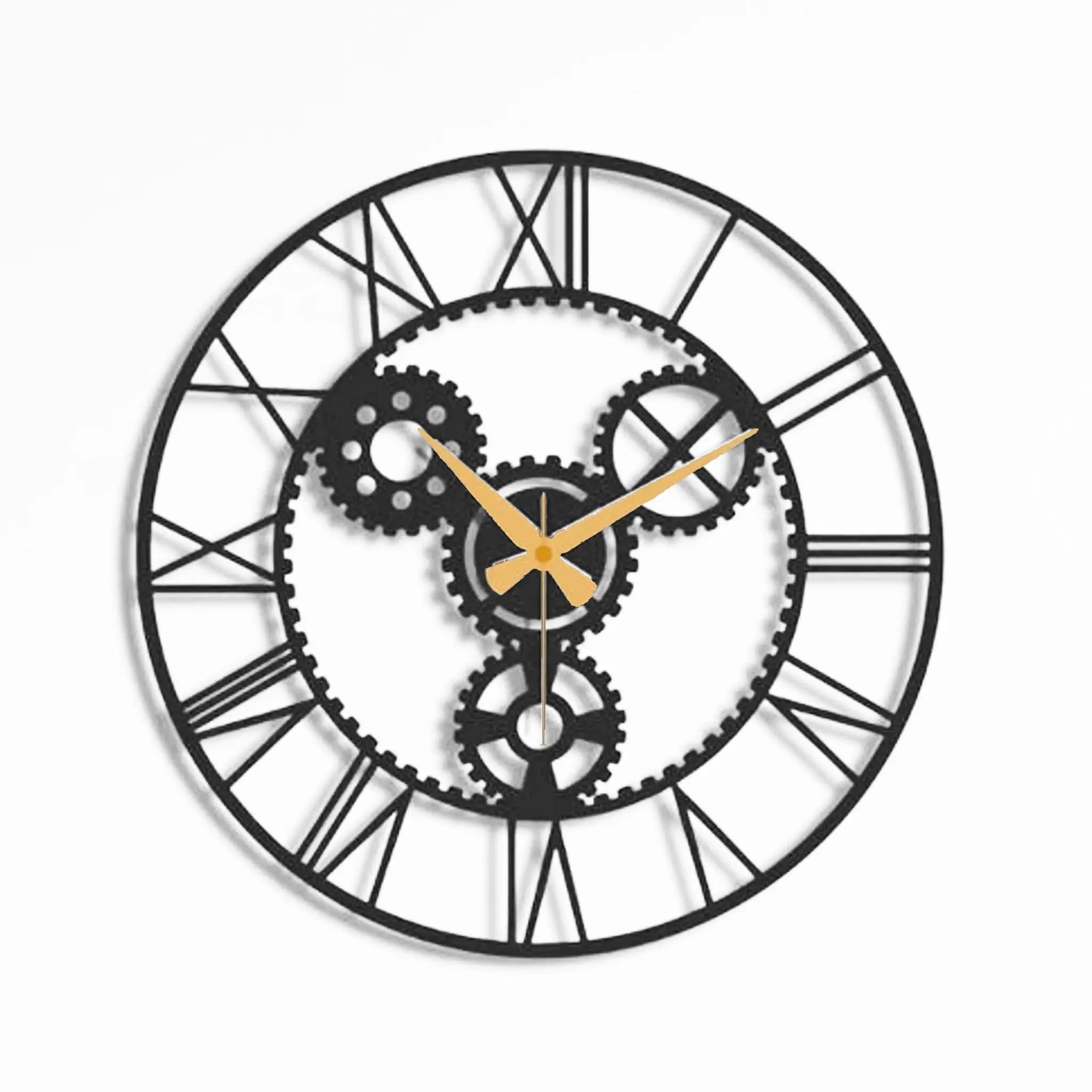 Orologio da Parete in Metallo con Design a Ingranaggi, Decorazione Rotonda per Casa e Soggiorno