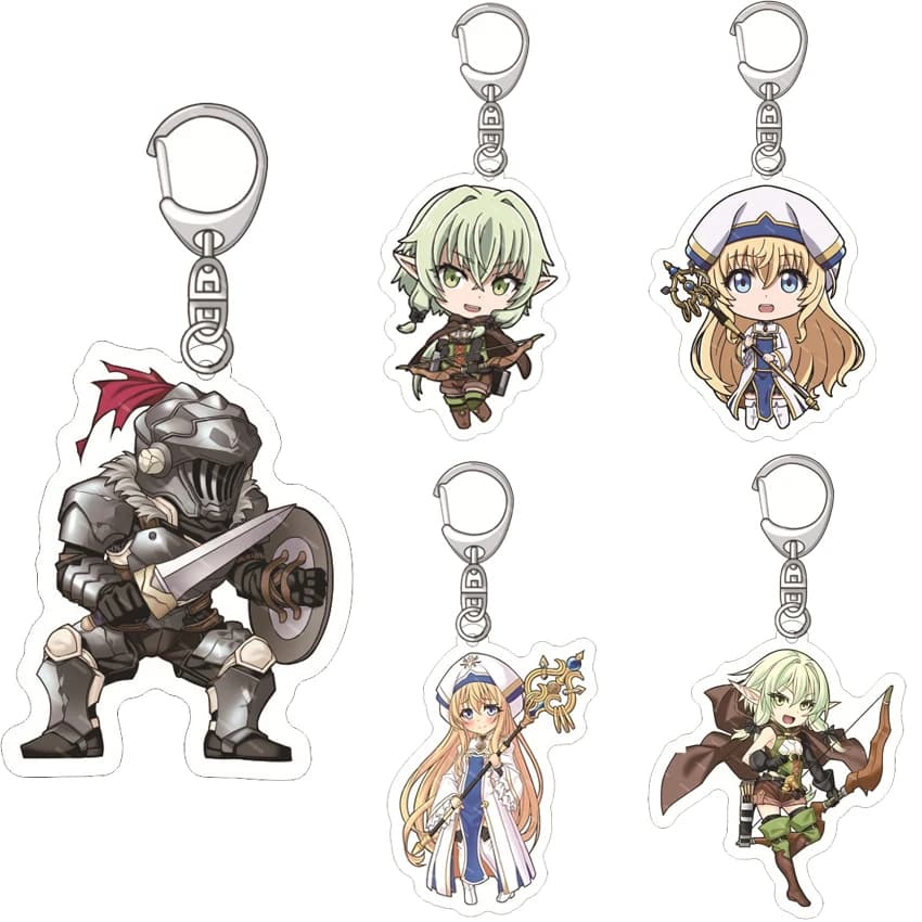 55MM Anime Goblin Slayer Acrylic Keychain Priestess Cow girl Guild Girl High Elf Archer Dwarf Shaman Goblin Slayer Figure Gifts
