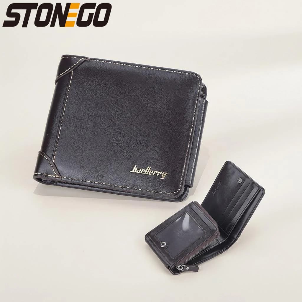 Portafoglio Sottile in Pelle per Uomo con Protezione RFID, Design Elegante Bifold con Finestra per Documenti e Scomparti per Carte, Ideale per Viaggi e Uso Quotidiano