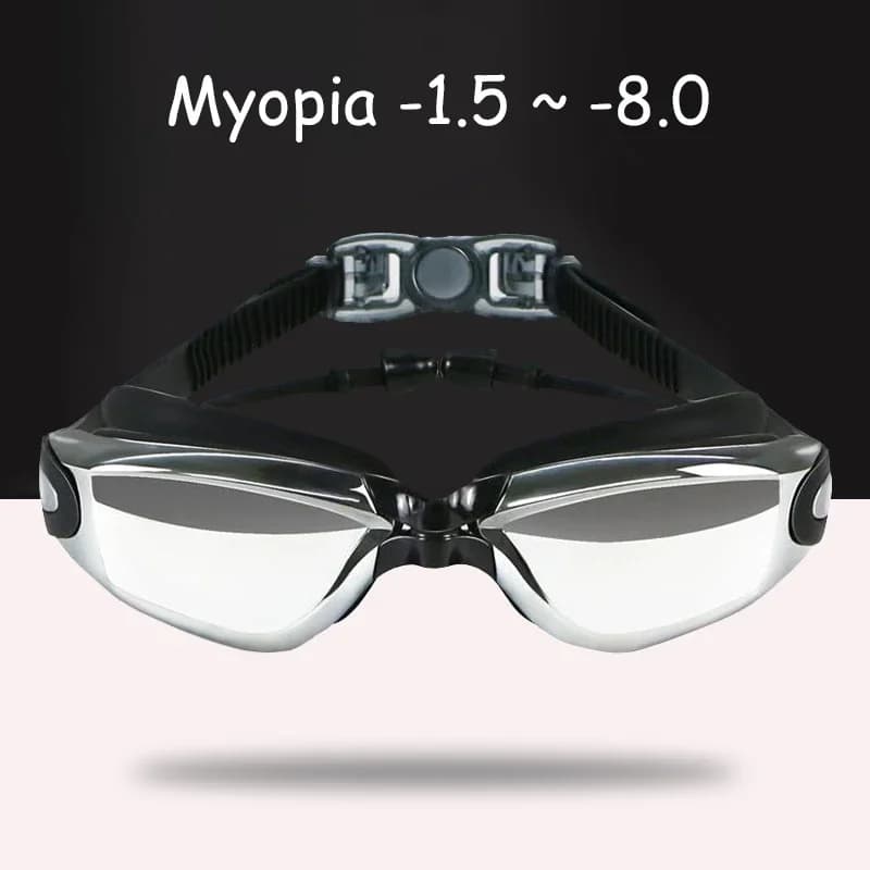 Adult-1.5 To -8.0 Myopia swimming glasses anti-fogging glasses swim glasses with earplugs water sports glasses