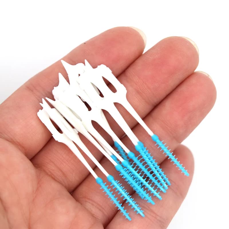 40 pz/scatola Spazzole Interdentali In Silicone Stuzzicadenti Dentali Spazzola Tra I Denti Stuzzicadenti In Silicone Con Filo Strumenti di Pulizia Orale