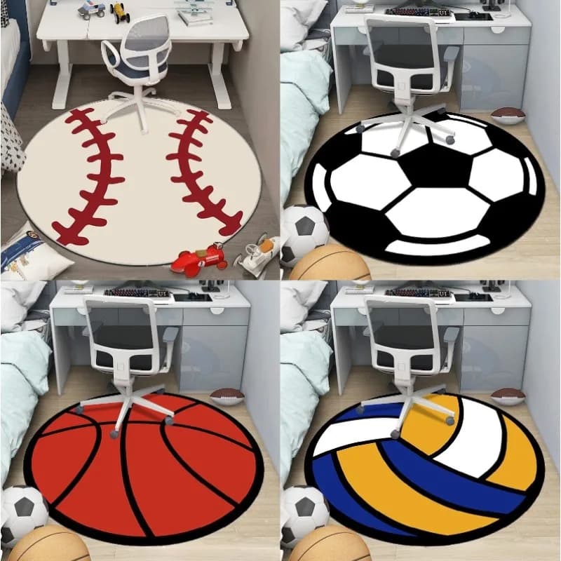 Round Football Basket Volleyball Baseball Model Carpet Bedroom Living Room Non-slip Mat House Decoration