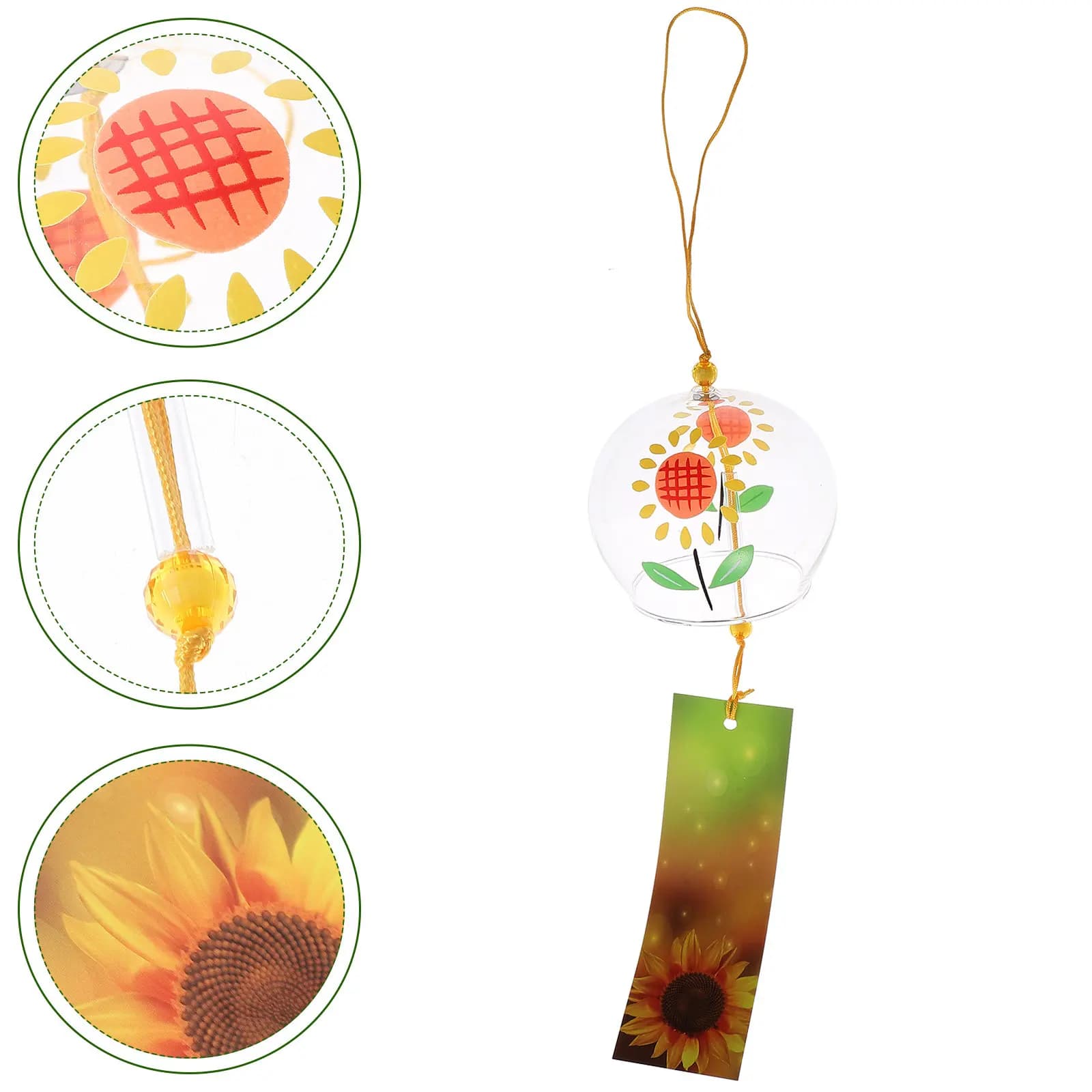 Glass Wind Chime Pendant Japanese Style Delicate Crisp Sound Home Garden Balcony Outdoor Decorative Hanging Wind Bell Simple