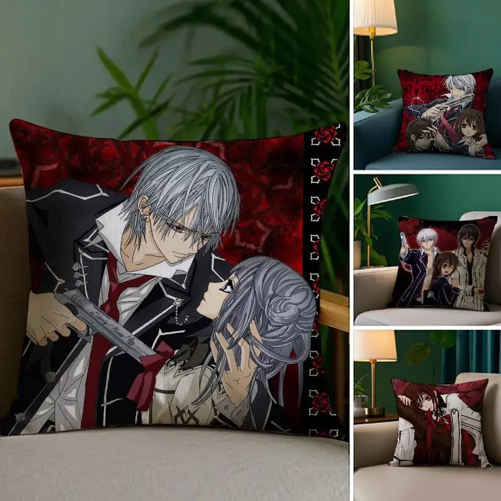 V-Vampire Knight pillow case in sweatshirt fabric, soft sofa cushion lining with front-back print