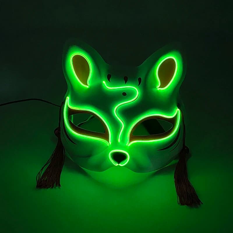 Luminoso 10 colori per la scelta Maschera per travestimento di volpe gatto carino Maschera a pieno facciale alla moda lampeggiante sulla notte oscura