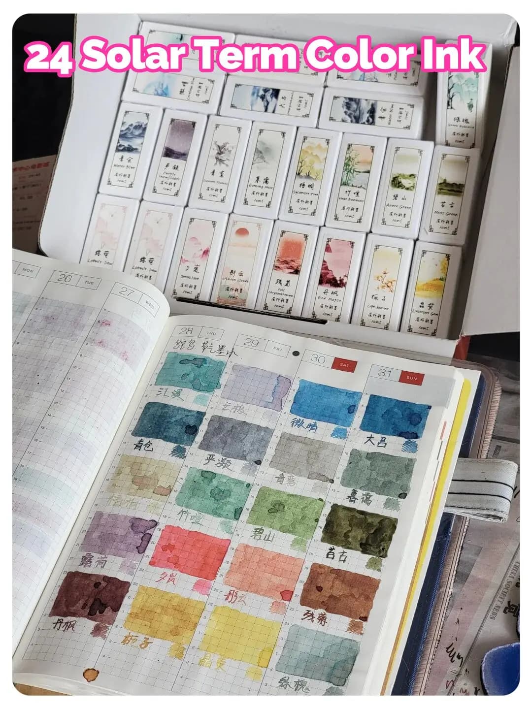 Ostrich 24 Solar Term Chromoshading Ink Color Ink Water Color Ink Fountain Pen Dip Pen Drawing Pigment Ink 10ml