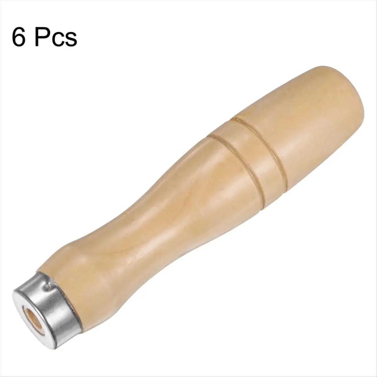 T69C! 6 manici in legno per lima con foro rotondo, ergonomici, con collare in metallo per lima in metallo da 12 pollici