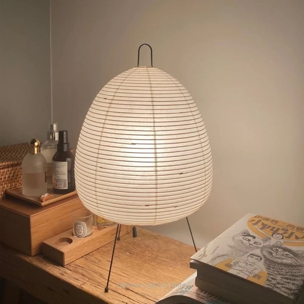 Lampada da tavolo Wabi-sabi, stile ambiente in stile, carta di riso e metallo, per soggiorno, camera da letto, comodino, luce decorativa creativa