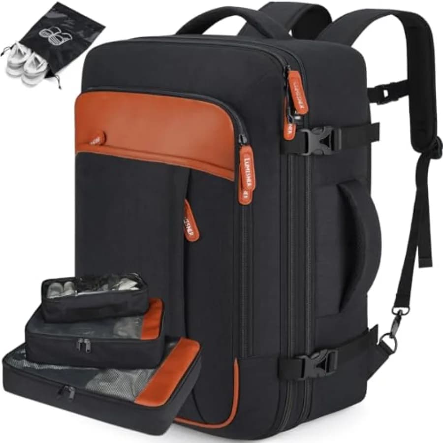 Zaini da Viaggio Carry On, Borsa Extra Large 40L Approvata per Voli per Uomini e Donne, Zaino Valigia Espandibile con 4 Scomparti