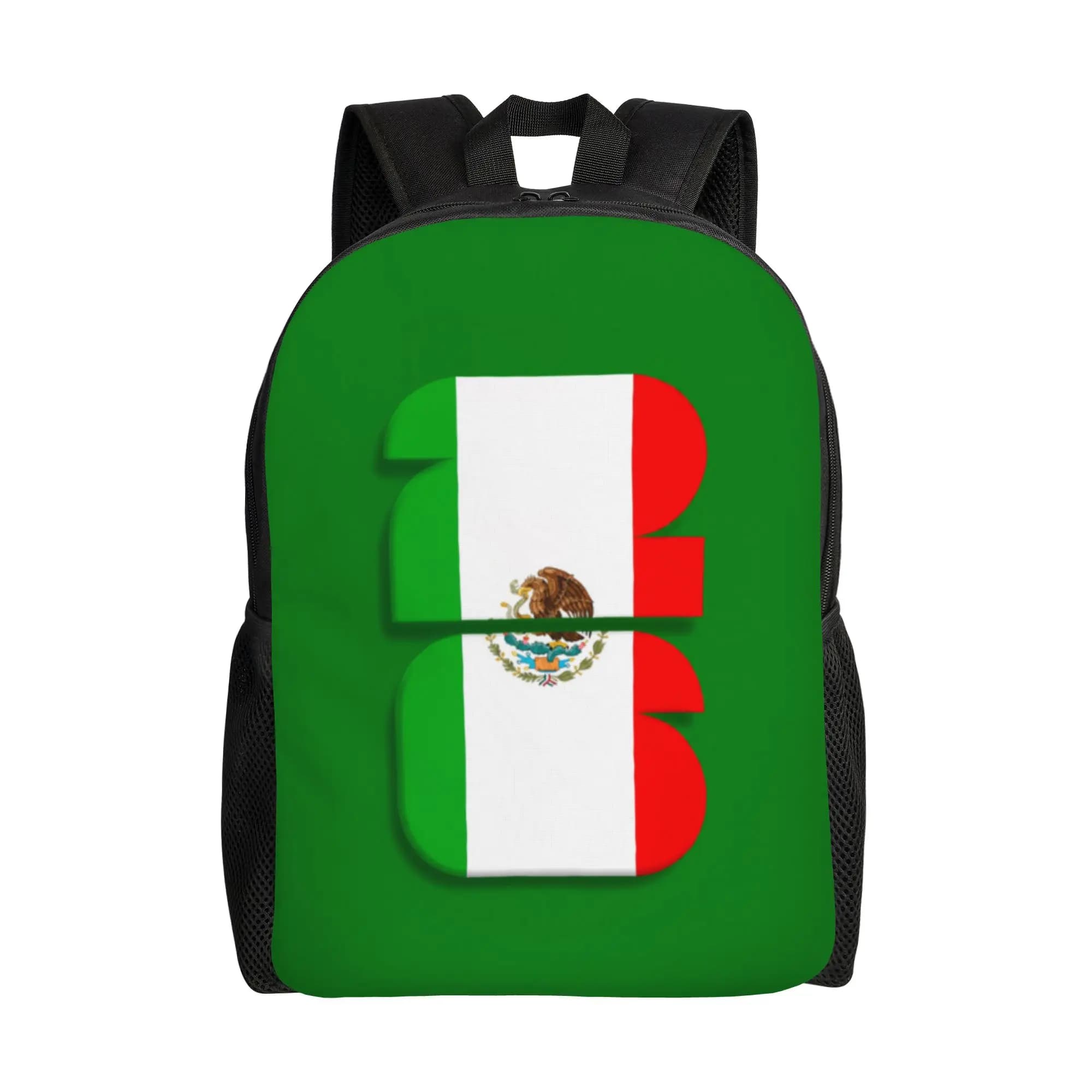 Backpack Back to school season Mexico Eagle Coat of Arms Flag Inside Number 26 Green Country Art Dual-Use Backpack