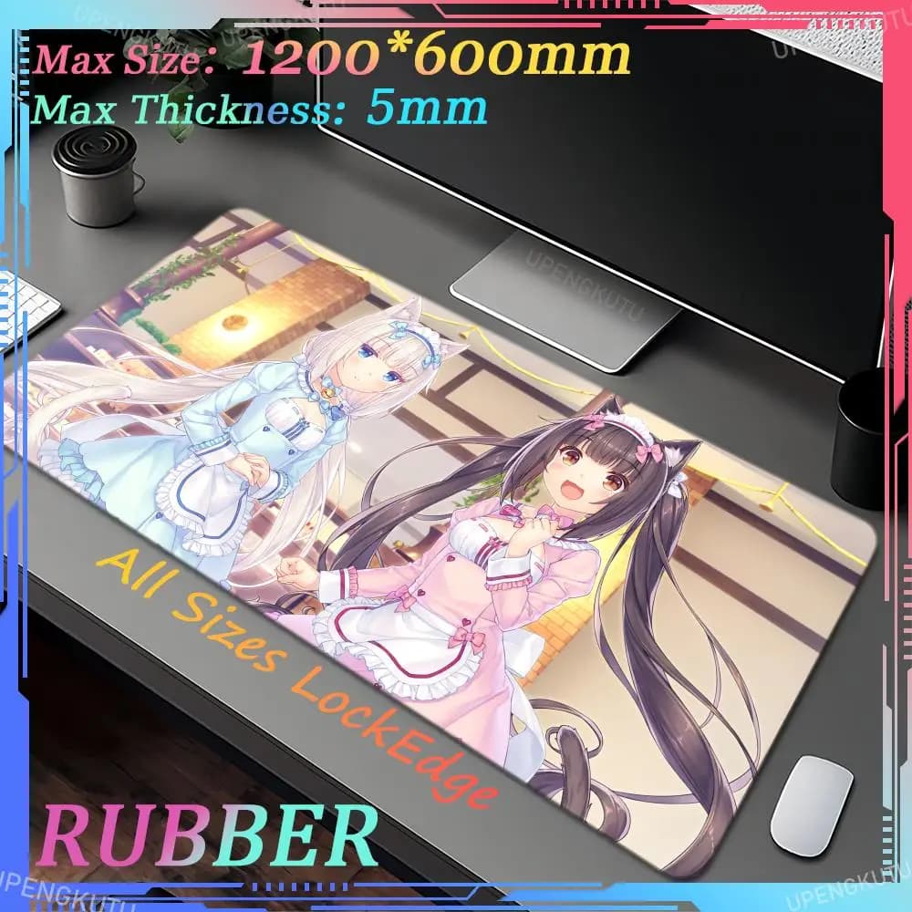 N_Nekopara Accessori per ufficio Tappetini per mouse da scrivania 1200X600X5MM Tappetini per mouse oversize per eSports Tappetini per mouse da gioco Tappetini per computer da gaming