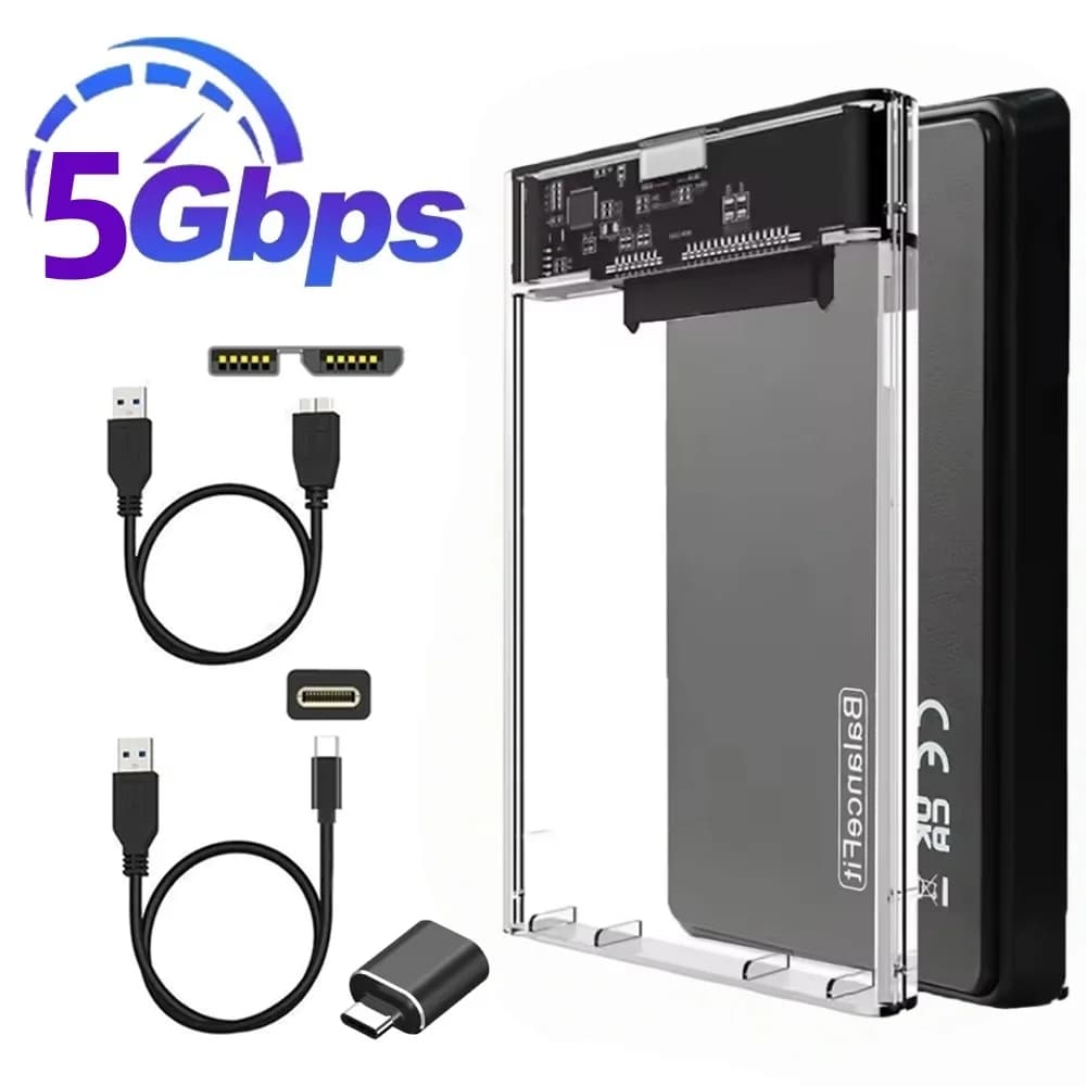 Custodia per HDD da 2,5 pollici SATA a USB 3.0 Custodia per HDD SSD Disco rigido SSD Adattatore per custodia HDD esterno mobile da 5 Gbps per PC portatile