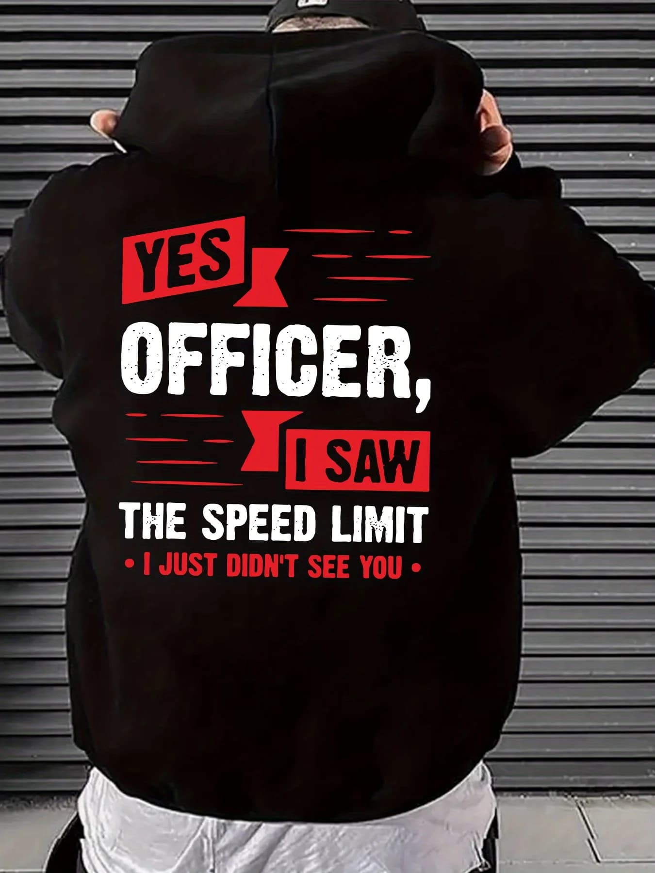 Men's "Yes Officer I Saw The Speed Limit" Hoodie Hip Hop Sports Streetwear Casual Pullover Sweatshirt Tops