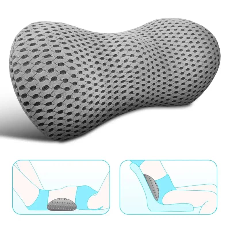 Ergonomic memory foam pillow for back - Soft, removable media mesh lining, ideal for car seat, office chair