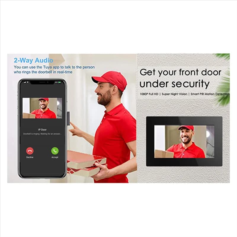BMBY-Videocitofono cablato Appartamento Citofono 7In Full Touch Monitor Sistema TUYA Wifi Videocitofono domestico Kit citofono Spina UE