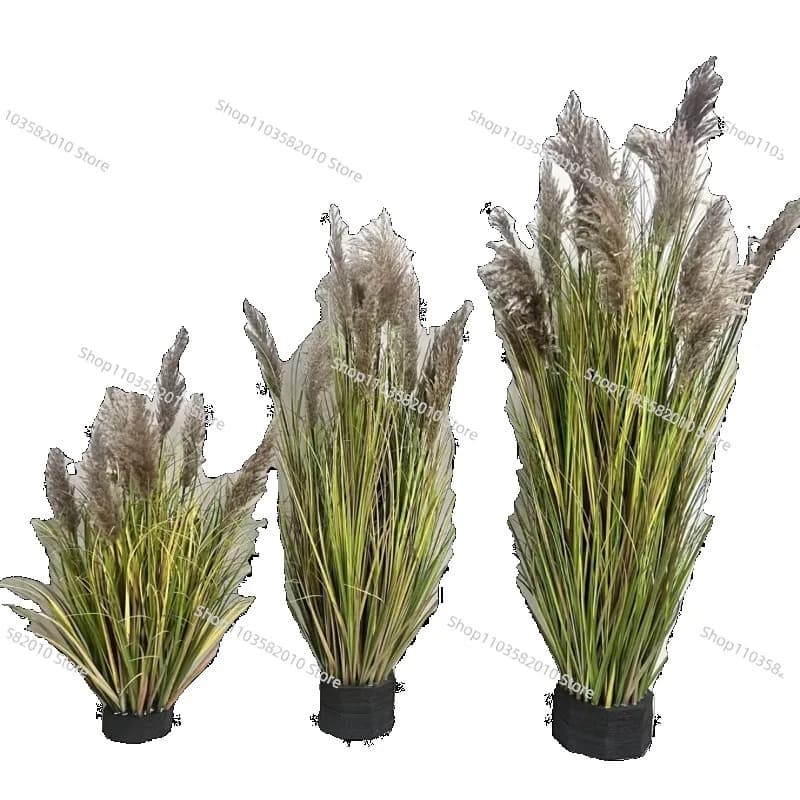 Artificial Cane Coda and Cat Coda Grass, Bruco Shape Decorative Plant and Cat Coda Box