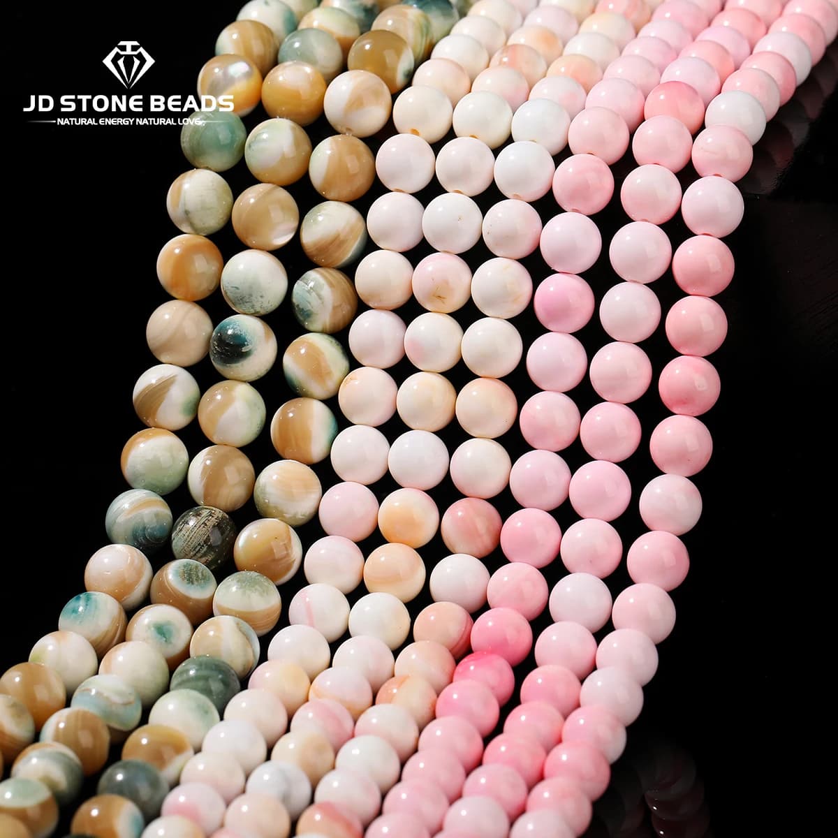 Perline di conchiglia rosa naturale Perline di conchiglia distanziatrici allentate rotonde in madreperla per la creazione di gioielli Accessori per collane braccialetti fai-da-te