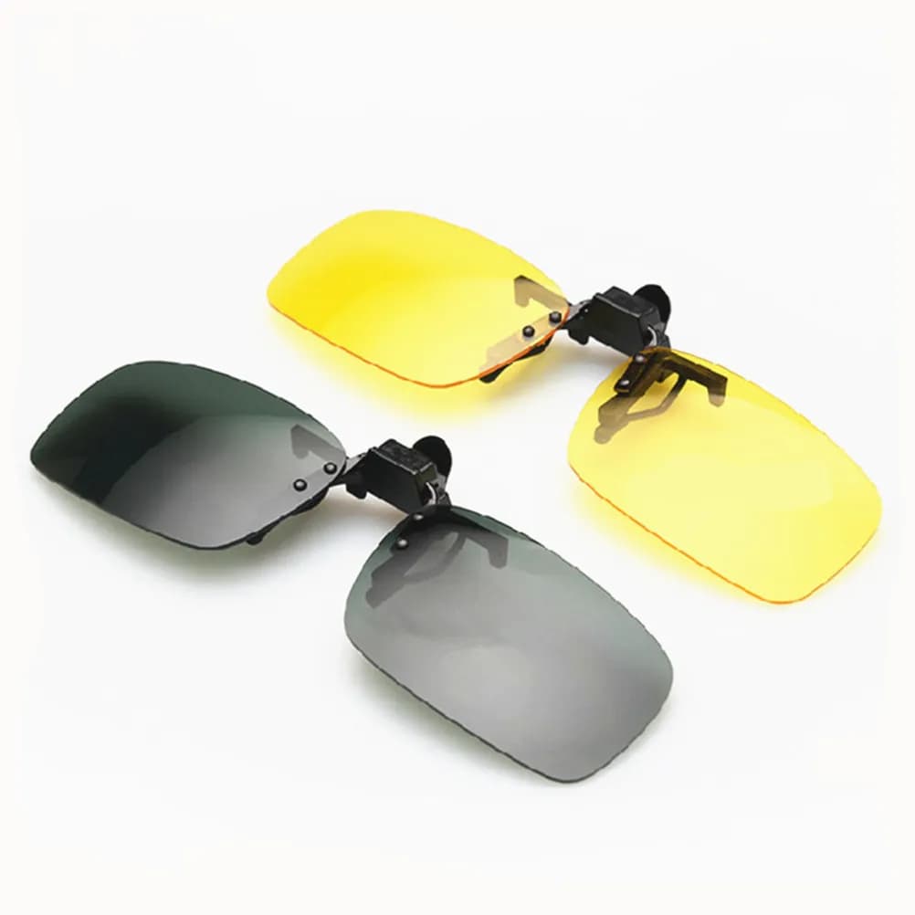Clip per occhiali da sole notturni da 2 pezzi per occhiali polarizzati, antiabbagliamento, leggeri, resistenti ai graffi, con lenti orizzontali regolabili